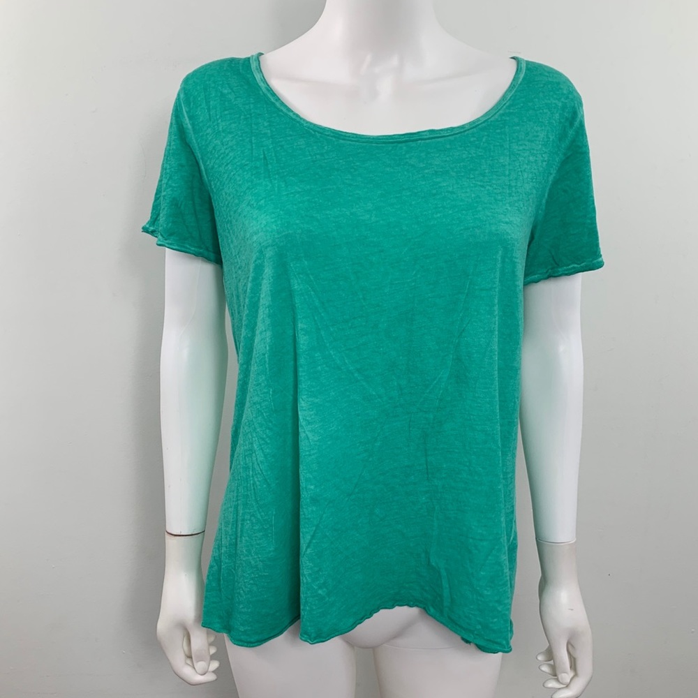 Hallhuber Scoop Neck Green Casual Tee.